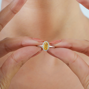 Trendy Women's Latest Design Prong Set Yellow <b>Sapphire</b> & Diamond Cluster <b>Ring</b> For Unisex Pure 14K <b>White</b> <b>Gold</b> Jewelry Supplier - Product Image 4