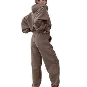 Conjunto Deportivo de 2 Piezas para Mujer, Sudadera con Capucha Acanalada a la Moda y Pantalones Largos, Ropa Deportiva para Gimnasio - Product Image 2