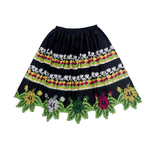 Jupe courte tendance pour femme à prix abordable, brodée de fleurs, coupe trapèze, avec taille plissée et cordon élastique - Product Image 2