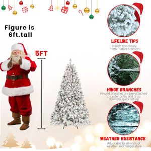 Albero di Natale Artificiale Pre-Illuminato da 150 cm con 300 Luci UL, 27 Pigne e 600 Punte Effetto Neve in Materiale PE - Product Image 2