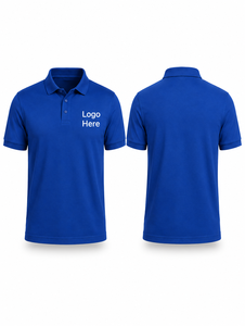Camiseta de Manga Corta Azul Rey para Hombre, Tejido de Poliéster/Algodón, Transpirable, Estilo Casual, Logotipo Personalizado Bordado en la Parte Delantera - Product Image 1