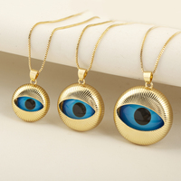 Collier avec pendentif œil bleu plaqué or, charme personnalisé, bijoux minimalistes, grand pendentif pour femmes, hommes, cadeau pour meilleur ami