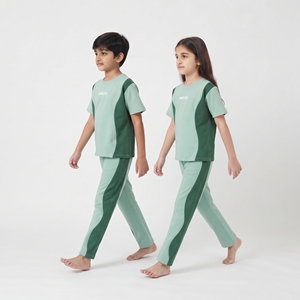 Conjunto Deportivo para Niños con Paneles en Contraste, Traje Deportivo con Franjas Laterales Curvas para Niños y Niñas, Ropa Deportiva Informal, Conjunto a Juego al por Mayor - Product Image 4