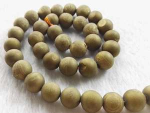 ลูกปัดหินอาเกตดรูซี่ธรรมชาติทรงกลม ประกายระยิบระยับ สำหรับทำเครื่องประดับ DIY - Product Image 5