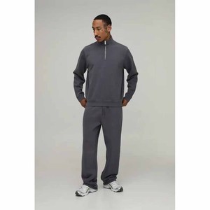 Conjunto Deportivo Gris para Hombre, con Cierre de Cremallera a la Mitad, Manga Larga, Color Sólido, Sudadera Informal con Bolsillos Laterales, Ropa de Otoño - Product Image 6