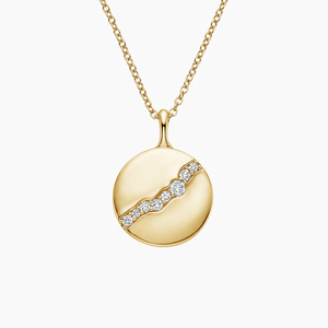 Collier avec pendentif rond en diamant cultivé en laboratoire, design moderne, or 10K 14K 18K, argent 925 935 - Product Image 4