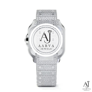 Reloj Automático Mecánico de Acero Inoxidable con Moissanita Helada, Cristal de Zafiro, Esfera de Lujo, Bisel, Brazalete y Manecillas Luminosas Analógicas - Product Image 5