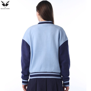 เสื้อแจ็คเก็ตวาร์ซิตี้ผู้หญิงสีฟ้ากรมท่า แขนยาว พิมพ์ลายตัวอักษร ปิดด้วยกระดุม ความยาวปกติ สำหรับขายส่ง - Product Image 5