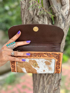 Nouvelle haute qualité nouvelle mode personnalisé en cuir usiné à la main portefeuille pour femmes en cuir de vachette véritable pochette sac à main porte-carte portefeuille - Product Image 5