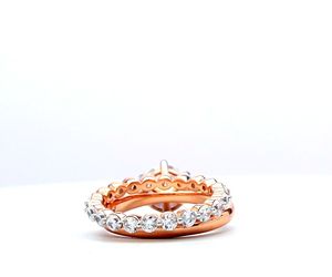 Wholesale 14k Rose Gold Lab Grown Diamond Engagement Ring Set Solitaire Round Brilliant Matching <b>Bubble</b> Stacking <b>Wedding</b> Band - Product Image 3