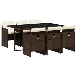 Ensemble de 6 meubles de jardin pour terrasse, brun, crème, blanc - Product Image 2