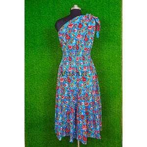 Vestido largo de algodón estilo indio para mujer, sin mangas, con encaje dulce, estampado floral, de un solo hombro, estilo bohemio, informal, formal - Product Image 6