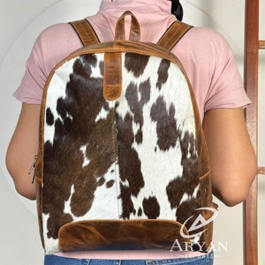 Premium Hair On Cowhide Leather <b>Backpack</b> Women Western <b>Backpack</b> Genuine Leather Travel Bags Stylish College Laptop <b>Backpack</b> - Product Image 1