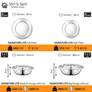 Juego de vajilla de acero inoxidable Signature Lite 58-PC para 6 platos duraderos y elegantes de calidad superior para uso diario - Product Image 4