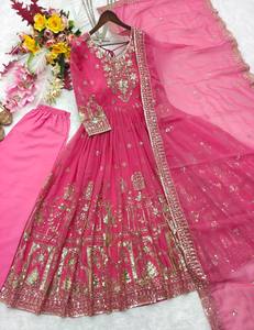 Nuevo Diseño Fox Georgette con Bordado y Lentejuelas de 5mm, Conjunto de Gown, Pantalón y Dupatta, Listo para Usar, Largo hasta el Suelo, para Fiesta, de Secado Rápido y Elástico - Product Image 5