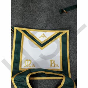 Custom Masonic Master Apron Collar Set Green <b>Gold</b> Embroidery Regalia Apron with Adjustable Collar and Premium Quality - Product Image 2