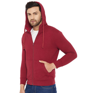 Sudadera con Capucha Roja para Hombre, Cierre de Cremallera, Corte Regular, Informal, de Felpa, Tejido de Algodón, Manga Larga, Transpirable, de Secado Rápido, para Invierno - Product Image 3