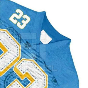 Maillot de football imprimé bandana pour homme, numéro 23 brodé, col en V en maille, streetwear hip-hop, chemise de sport américaine surdimensionnée, sur mesure - Product Image 5