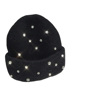 หมวกบีนนี่ถักประดับพลอยเทียมสำหรับผู้หญิงหมวกแบบสวมศีรษะแบบนุ่มมีกระดุมข้อมือสำหรับฤดูหนาวอุปกรณ์เสริมสำหรับสภาพอากาศหนาวเย็นล่าสุด - Product Image 1