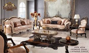 Ensemble de canapés en bois de teck noir métallisé majestueux, style européen, classique, moderne, meubles de salon - Product Image 3