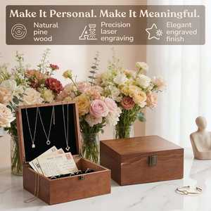 Custom Engraved Carved Eco-Friendly Wooden <b>Keepsake</b> <b>Box</b> Square Tabletop Storage for Wedding Home Gift - Product Image 4