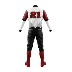 Maillot de baseball blanc pour homme avec manches rouges et pantalon noir, manches longues, tissu respirant, vêtements de sport toutes saisons, coupe classique - Product Image 2
