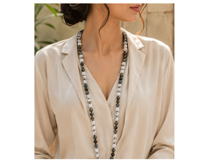 Luxury Howlite & Chinese Ceramic Bead Double-Strand <b>Statement</b> <b>Necklace</b> - Product Image 1