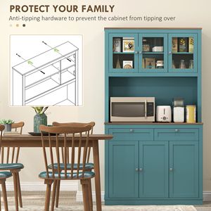 Mobile dispensa da cucina verde da 71 pollici con supporto per microonde, credenza da cucina con 2 cassetti e ripiani regolabili - Product Image 6