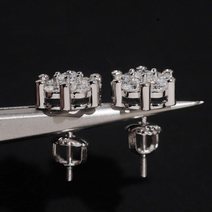 Pendientes de Moissanita con Diseño Floral, Joyería Brillante con Cristales, Pendientes de Lujo, Regalo para Mujer - Product Image 2