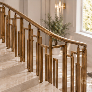 Modern Bronze <b>Railing</b> with Interlocking Rectangular Frames, Angular Spindles and Contemporary Staircase Handrail Balustrade - Product Image 4