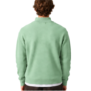Mens Mint Green Quarter Zip <b>Jumper</b> Knitted Sweater Stand Collar Long Sleeve Pullover Casual Winter Soft Knitwear Premium <b>Fit</b> Top - Product Image 2