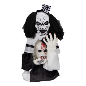 Decorazione di Halloween Clown Spaventoso da 55 cm, Attivabile con Suono, Decorazione Spettrale per Feste, Oggetto di Scena per Casa Stregata Interna - Product Image 1