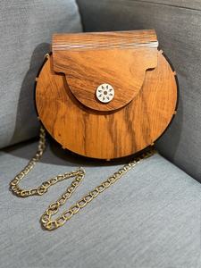 Wooden Handmade Crossbody Bag Modern Design <b>Creative</b> Wooden Purse with Chain Strap Promotional Novelty <b>Gift</b> - Product Image 3