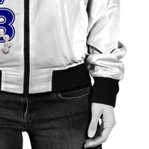 Zeta Phi Beta Satin Varsity Womens <b>Jacket</b> <b>Jacket</b> for <b>Men</b> Blue <b>White</b> Sorority Greek Apparel ZPB 1920 Embroidered Premium - Product Image 6