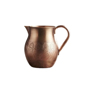 Carafe en cuivre pour jus et thé glacé, pichet à bière en cuivre avec motif gravé, carafe à eau chaude et froide - Product Image 3