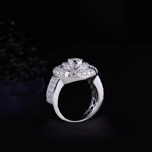 Moissanite Cluster <b>Ring</b> Wide <b>Dome</b> Shape Hip Hop Style Rhodium Plated Prong Set 925 Sterling Silver Unisex Engagement Gift <b>Ring</b> - Product Image 2