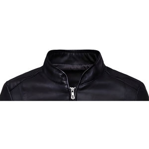 Veste en cuir pour homme avec logo sur le devant, réversible et chauffante, coupe-vent, qualité supérieure, 100% cuir, décontractée, unie, hiver - Product Image 2