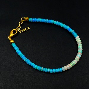 HAYAAT GEMS Natural Ethiopian Opal Beaded Bracelet | Silver Plated Luxury Unisex Blue White <b>Fire</b> Gemstone October Birthstone - Product Image 4