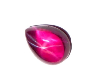 Rubis Étoilé Transparent Poire 9x13 mm 6 Carats, Cabochon Poli Créé en Laboratoire avec Effet Étoile à 6 Branches pour la Fabrication de Bijoux - Product Image 1