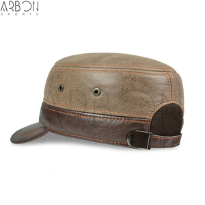 2026 Good Supplier New Arrival Trendy Fully Customized Made Adult Outdoor Wear Premium Quality Two-Tone Genuine Leather Caps - Product Image 3