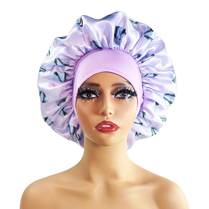 Bonnet de nuit en satin de soie grande taille, imprimé floral, avec bande élastique réglable, haute densité, unisexe, pour tresses et cheveux bouclés - Product Image 2