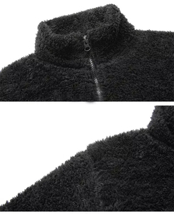 New Collection Men's <b>Black</b> <b>Fleece</b> <b>Jacket</b> Turtleneck Collar Zipper Closure Casual Winter Outerwear Regular Fit Polyester Material - Product Image 3