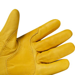 Gants de sécurité en cuir jaune, longueur poignet, non doublés, respirants, style uni, pour usage extérieur, toutes saisons - Product Image 5