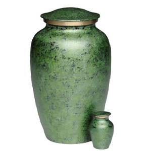Urnas de cremación para adultos de latón clásico y de alta calidad con tira y urnas funerarias de metal con acabado de mármol dorado verde para cenizas humanas - Product Image 1
