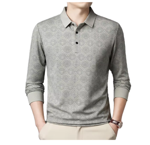 Polo à manches longues pour homme, motif tricoté, col respirant, décontracté, printemps-automne, broderie personnalisée, fournisseur, collection automne 2026 - Product Image 4