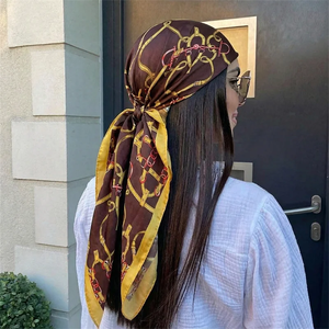 Women Spring Summer <b>Square</b> <b>Scarf</b> 90*90cm Satin <b>Silk</b> <b>Scarves</b> Headscarf Female Foulard Beach Bandana Ladies Neckerchief Hair band - Product Image 1