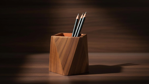 Geometric Wooden Pencil Holder <b>Minimalist</b> <b>Desk</b> Organizer for Office Tabletop Home Decor Durable Wood Pen Stand - Product Image 6