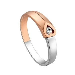 Anillo de Diamantes en Oro Rosa de 14K para Mujer |   Anillo Delicado y Elegante de Dos Tonos de 0.15TCW, Joyería Minimalista de Lujo para Aniversario, Regalo - Product Image 1