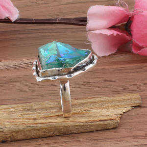 Wholesale Sunshine Green Druzy Bezel Setting Sterling <b>Silver</b> <b>Ring</b> <b>for</b> <b>Women</b> <b>Wedding</b> Statement Jewelry Factory Price - Product Image 5