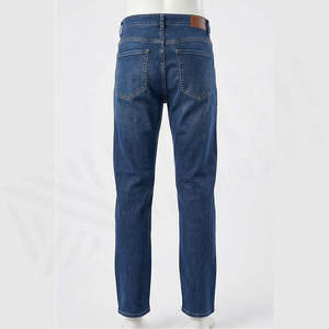 Jean en denim coupe droite délavé foncé pour homme, taille haute, coupe classique, en coton, style décontracté, pantalon d'automne - Product Image 6